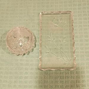 Princess House Clear Glass Floral Decor Set